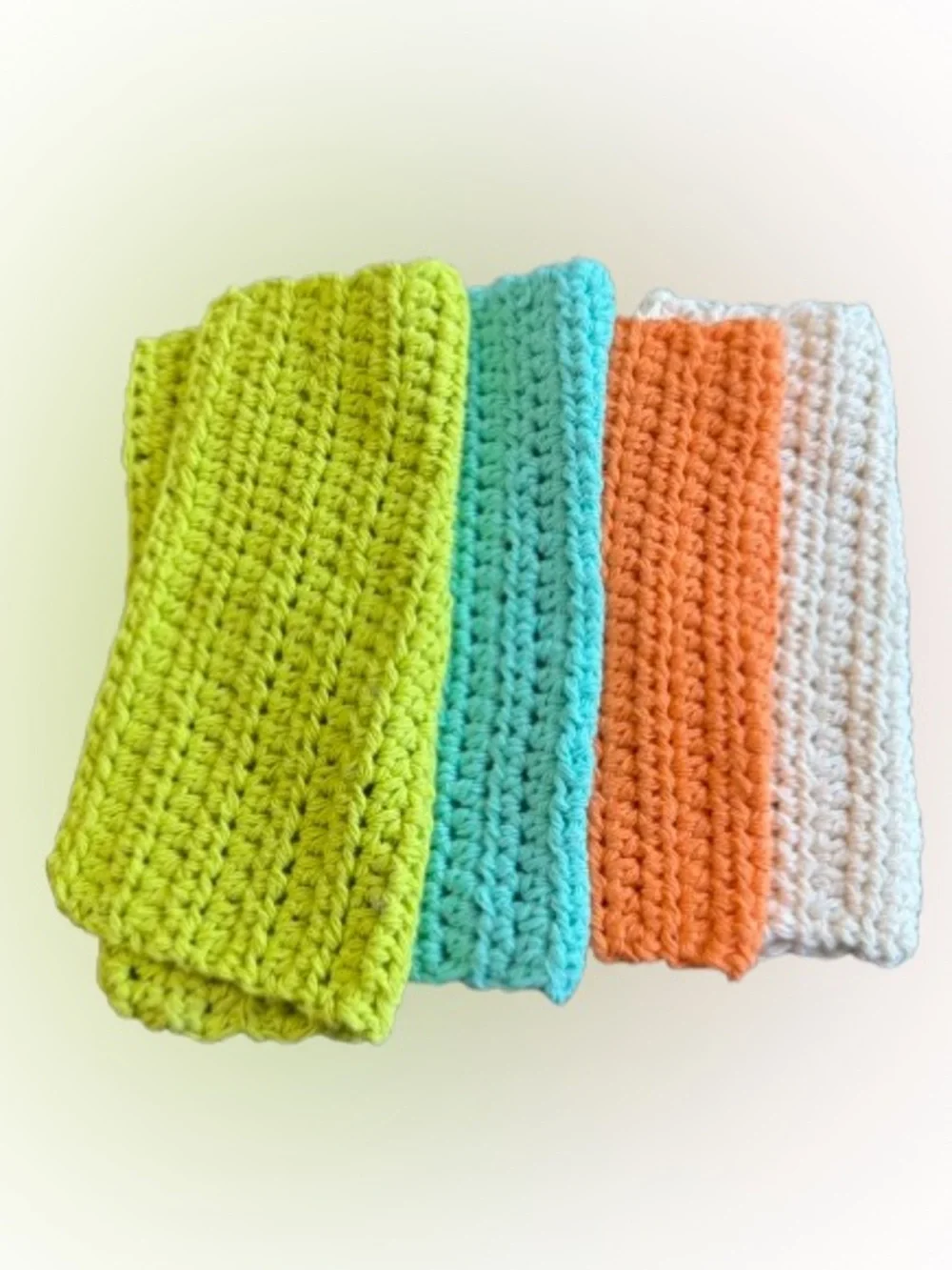 Handmade Crochet 100% cotton Dishcloths Set of 4 Colorful Kitchen Washcloths